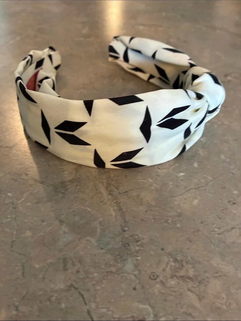 Black & White Knot Headband for Women - Geometric Print